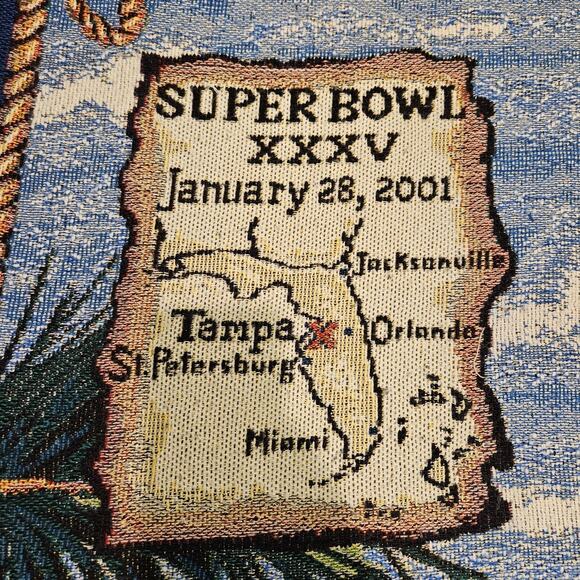 Vintage Northwest Co Super Bowl XXXV 35 Tapestry Throw Blanket Y2K Nautical Wall - Picture 6 of 12